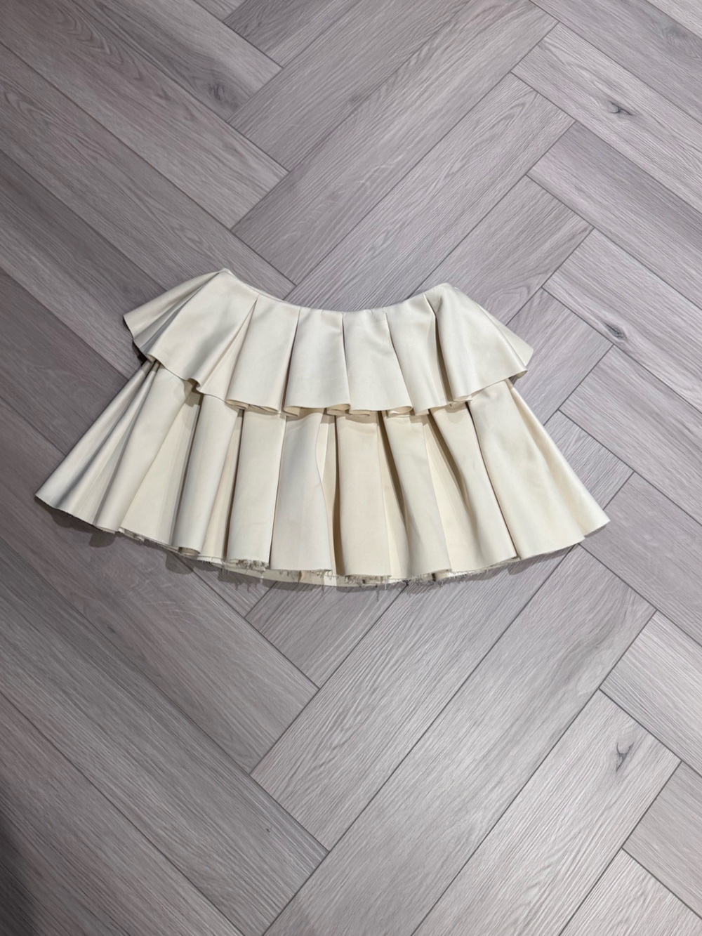 ASOS Cream Tiered Pleated Mini Skirt